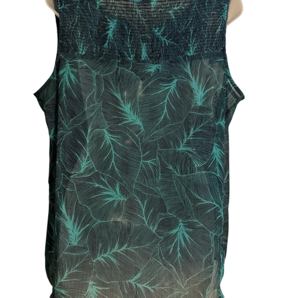 Liz Claiborne Teal Leaf Pattern Blouse  PLUS: 1X   #R - Picture 6 of 7